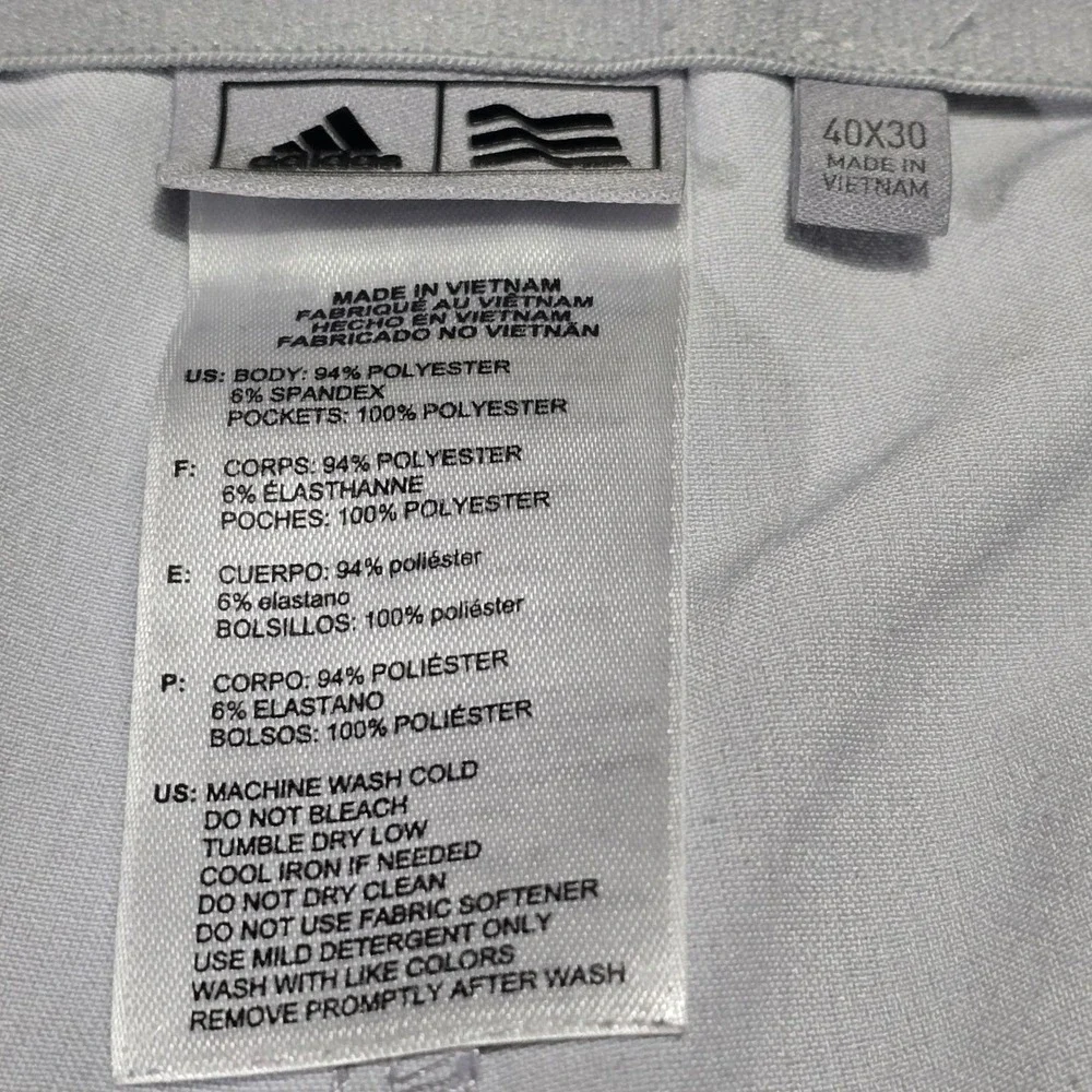 Adidas Golf Pants Mens Micro Stripe Performance Trousers Grey 40x30‎ (29 Actual)